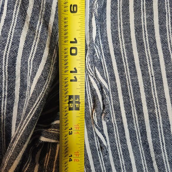 Briggs Linen Blend Navy Blue and White Striped Wide Leg Pants - Picture 7 of 9